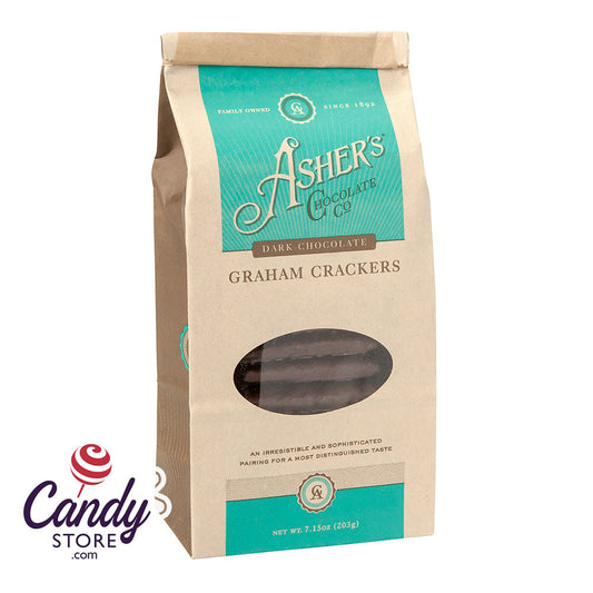 Asher's Dark Chocolate Graham Crackers 7.15oz Bag - 12ct CandyStore.com