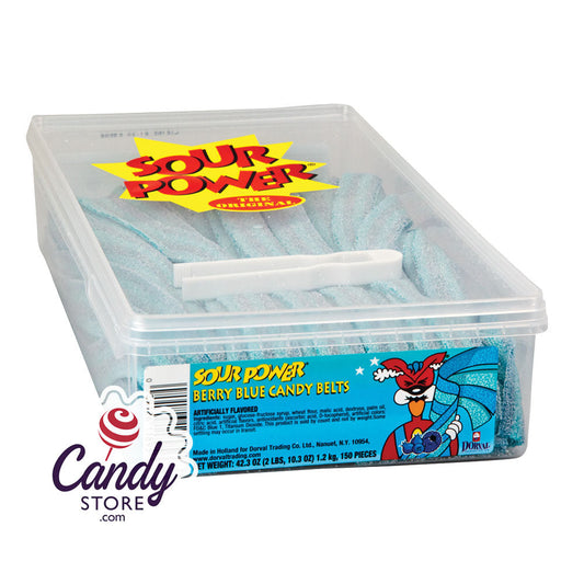 Berry Blue Sour Power Belts Tub - 150ct CandyStore.com