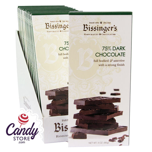 Bissinger's 75% Dark Chocolate 3oz Bar - 12ct CandyStore.com