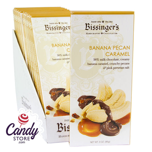 Bissinger's Milk Chocolate Banana Pecan Caramel 3oz Bar - 12ct CandyStore.com