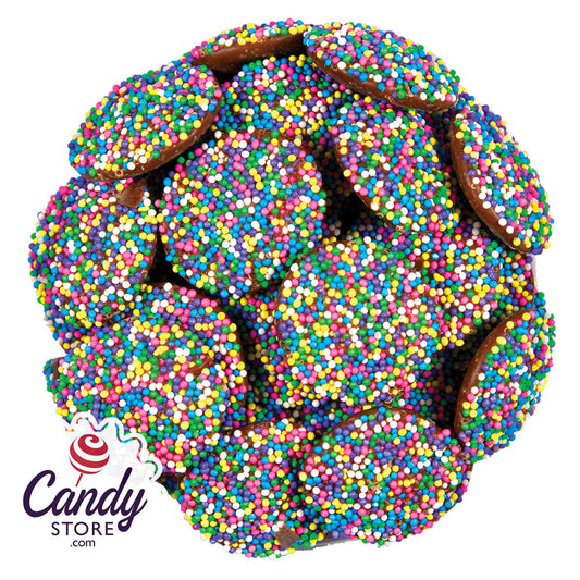 Bulk Chocolate Nonpareils w Seeds Rainbow & White - 6lb CandyStore.com