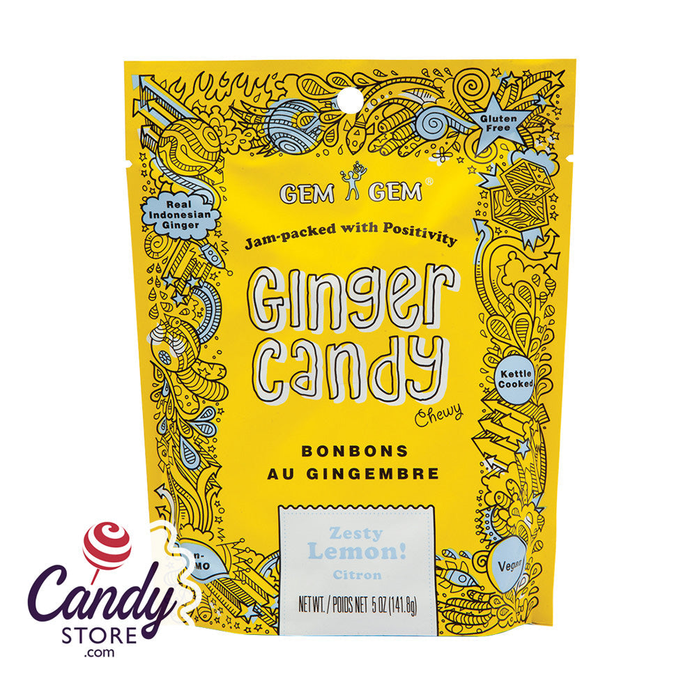 Chewy Lemon Gem Gem Ginger Candy 12ct Peg Bags 4919