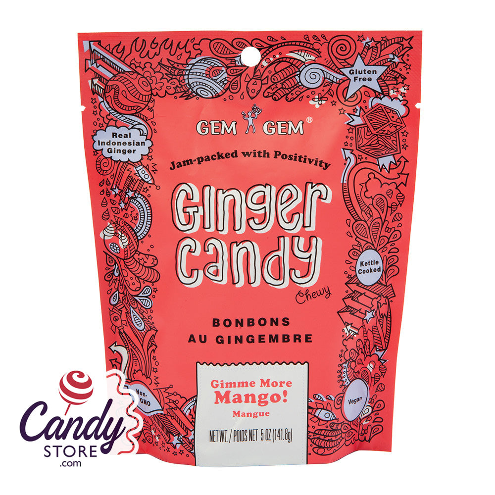 Chewy Mango Gem Gem Ginger Candy 12ct Peg Bags 1717