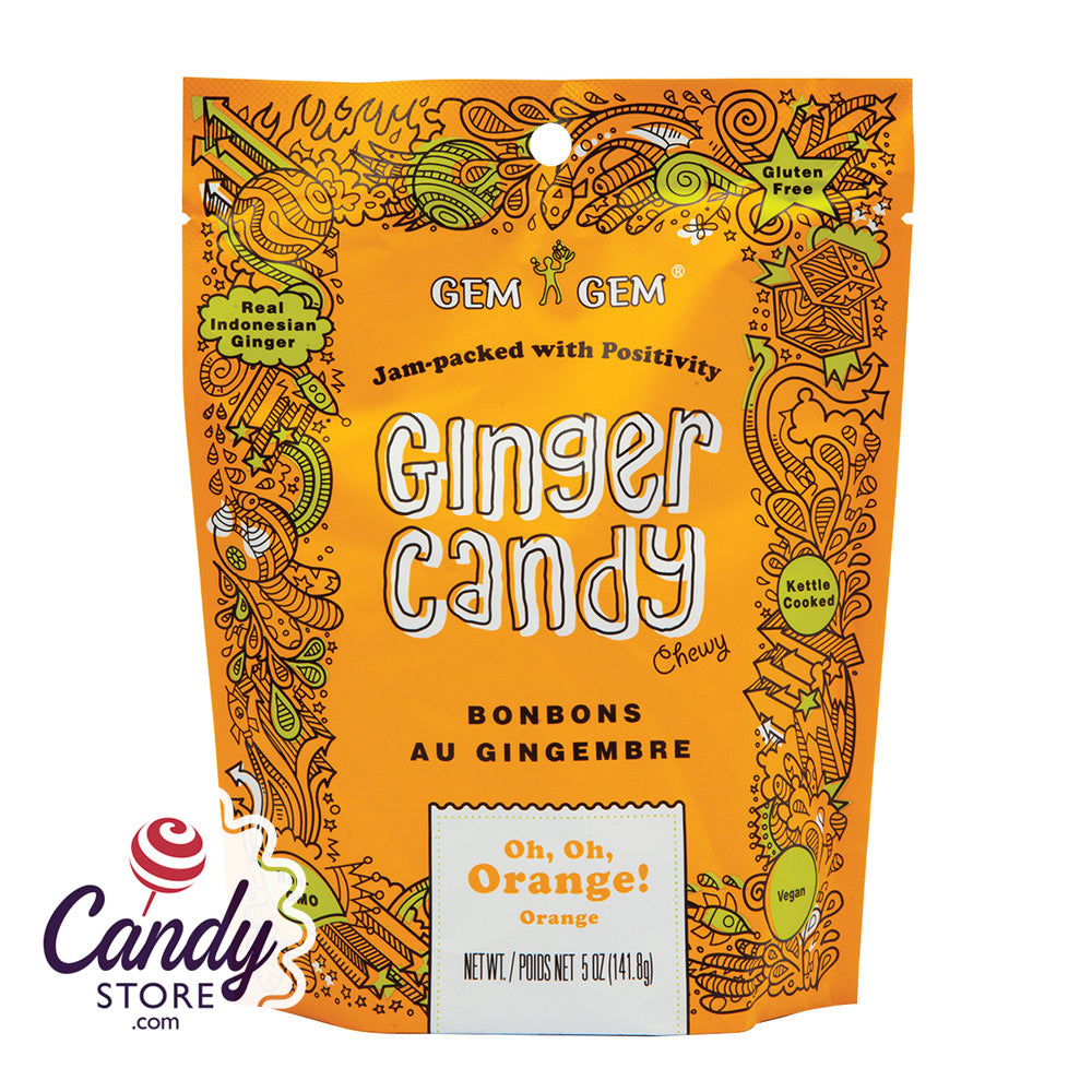 Chewy Orange Gem Gem Ginger Candy 12ct Peg Bags 0577