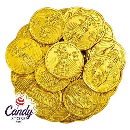 Chocolate Gold Coins Foil-Covered Medium 1 1/4" - 10lb Bulk CandyStore.com