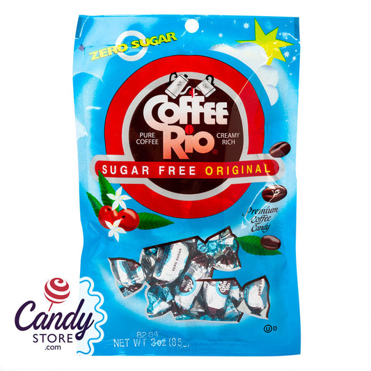 Coffee Rio Original Sugar Free Premium Coffee Candy 3oz Peg Bags - 12ct CandyStore.com