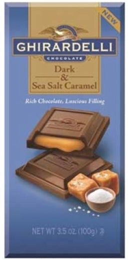 Ghirardelli Dark Chocolate Bar with Sea Salt Caramel Filling, 3.5