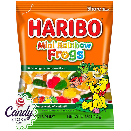 Haribo Rainbow Mini Frogs Gummi Candy 5oz Bag - 12ct CandyStore.com