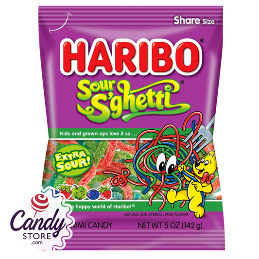 Haribo Sour S'ghetti Gummi Spaghetti Candy - 12ct CandyStore.com