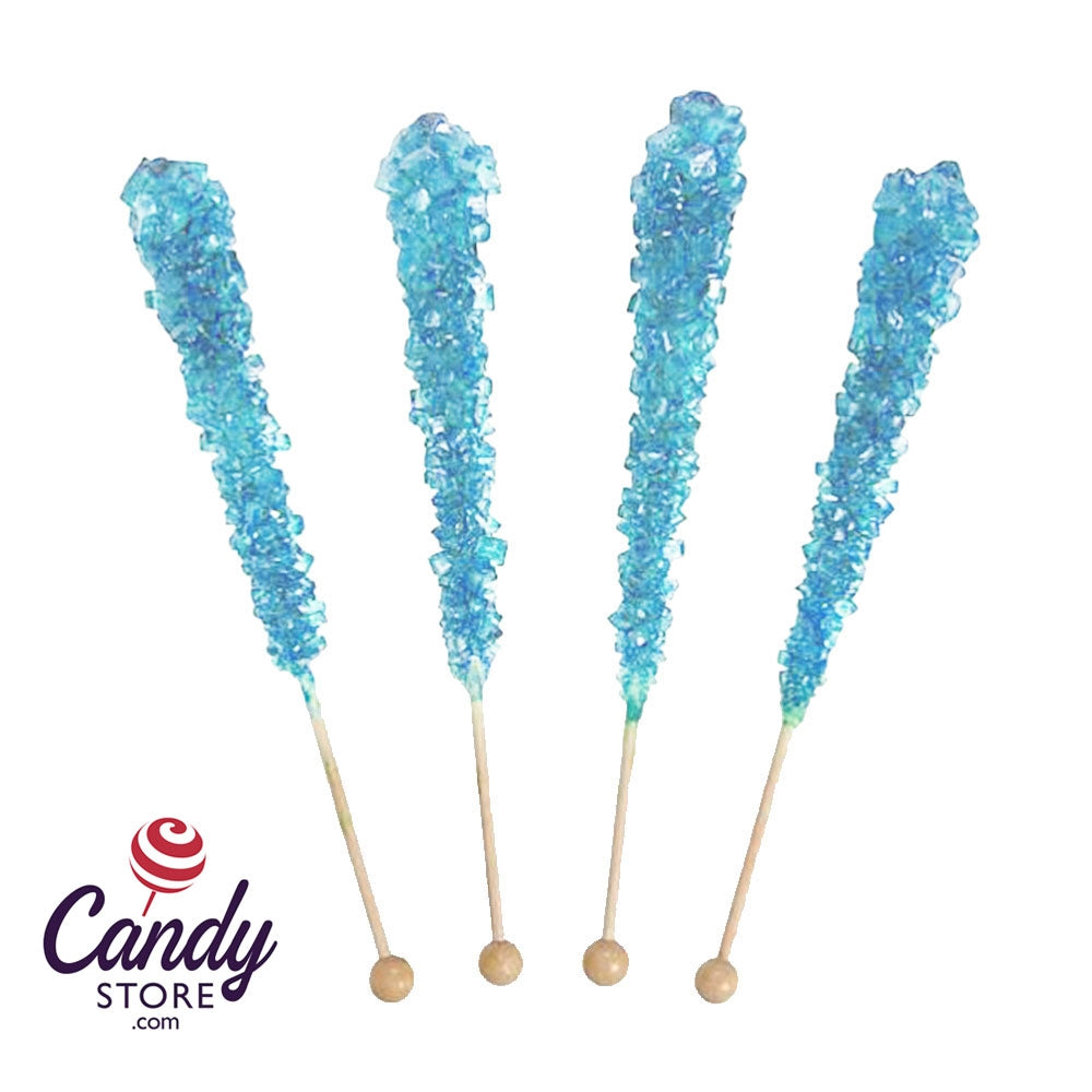 Light Blue Rock Candy Crystal Sticks Cotton Candy - 36ct Jar CandyStore.com