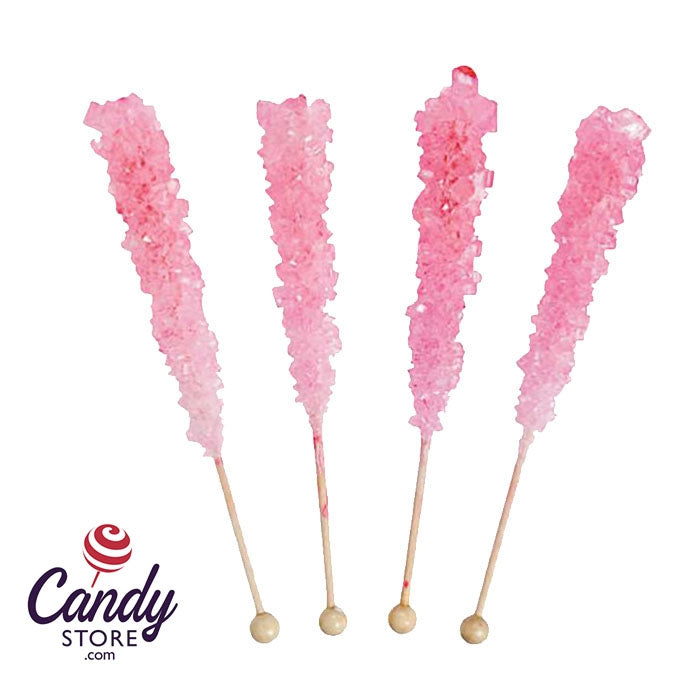 Pink Rock Candy Crystal Sticks Cherry - 36ct Jar CandyStore.com