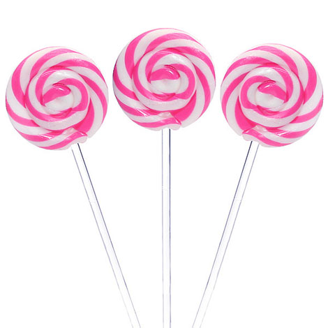 Pink Swipple Pops - 48ct Strawberry Petite Swirly Lollipops CandyStore.com