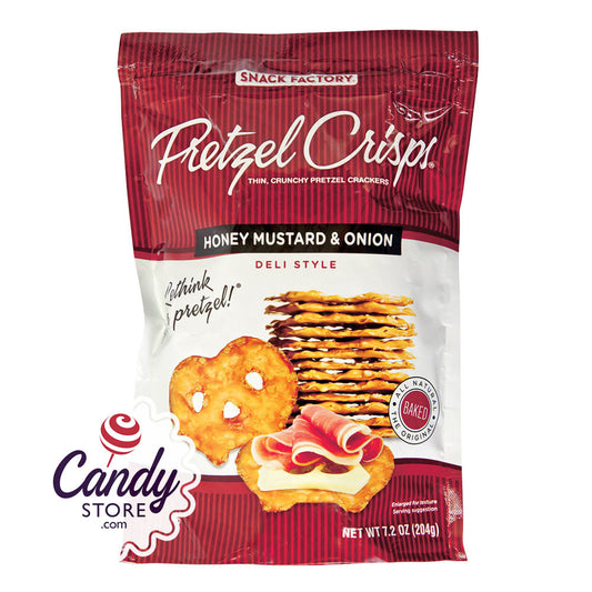 Pretzel Crisps Honey Mustard And Onion 7.2oz Bags - 12ct CandyStore.com