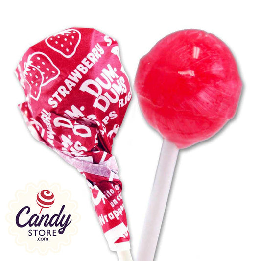 Red Dum Dums Lollipops Strawberry - 75ct CandyStore.com