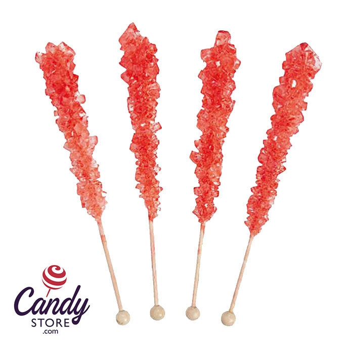 Red Rock Candy Crystal Sticks Strawberry - 36ct Jar CandyStore.com