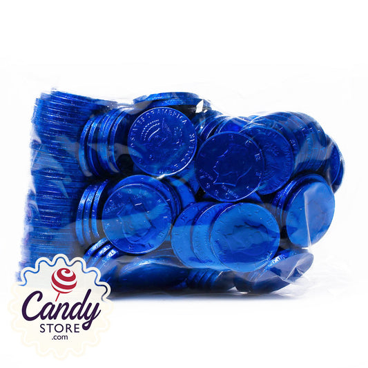 Royal Blue Chocolate Coins - 1.5lb Bulk CandyStore.com