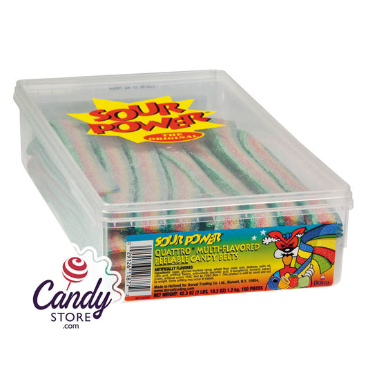 Sour Power Quattro Rainbow Belts Tub - 150ct CandyStore.com