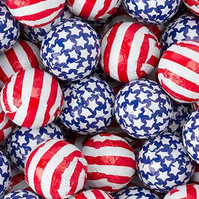 Stars & Stripes Foil Chocolate Balls - 5lb CandyStore.com