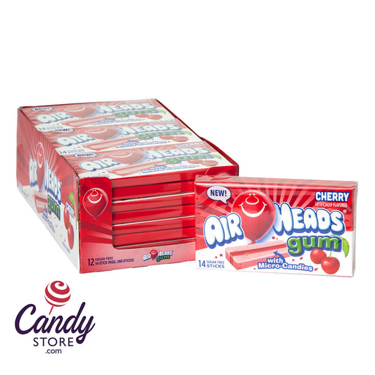 Sugar Free Cherry Airheads Gum 14-Piece 1.19oz - 12ct CandyStore.com