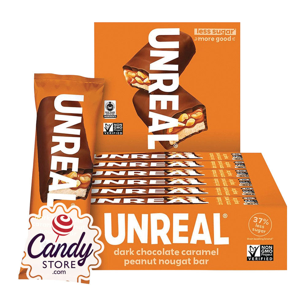 Unreal Dark Chocolate Caramel Peanut Nougat Bar 1 2oz 12ct