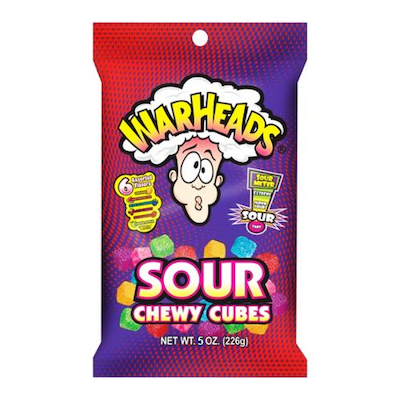 Warhead Sour Chewy Cubes Peg Bags - 12ct CandyStore.com