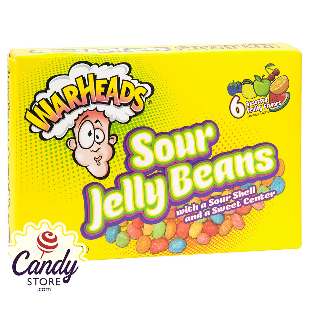 Warheads Sour Jelly Beans 4oz Theater Box - 12ct CandyStore.com