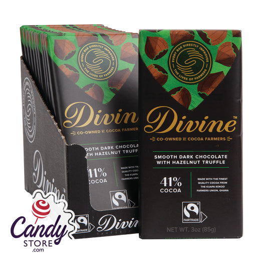 Divine Dark Chocolate Hazelnut Truffle Bars - 12ct