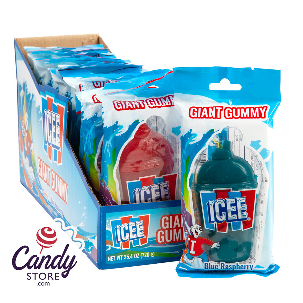 Giant Gummy Icee Candy Blue Raz And Cherry 12ct 0825
