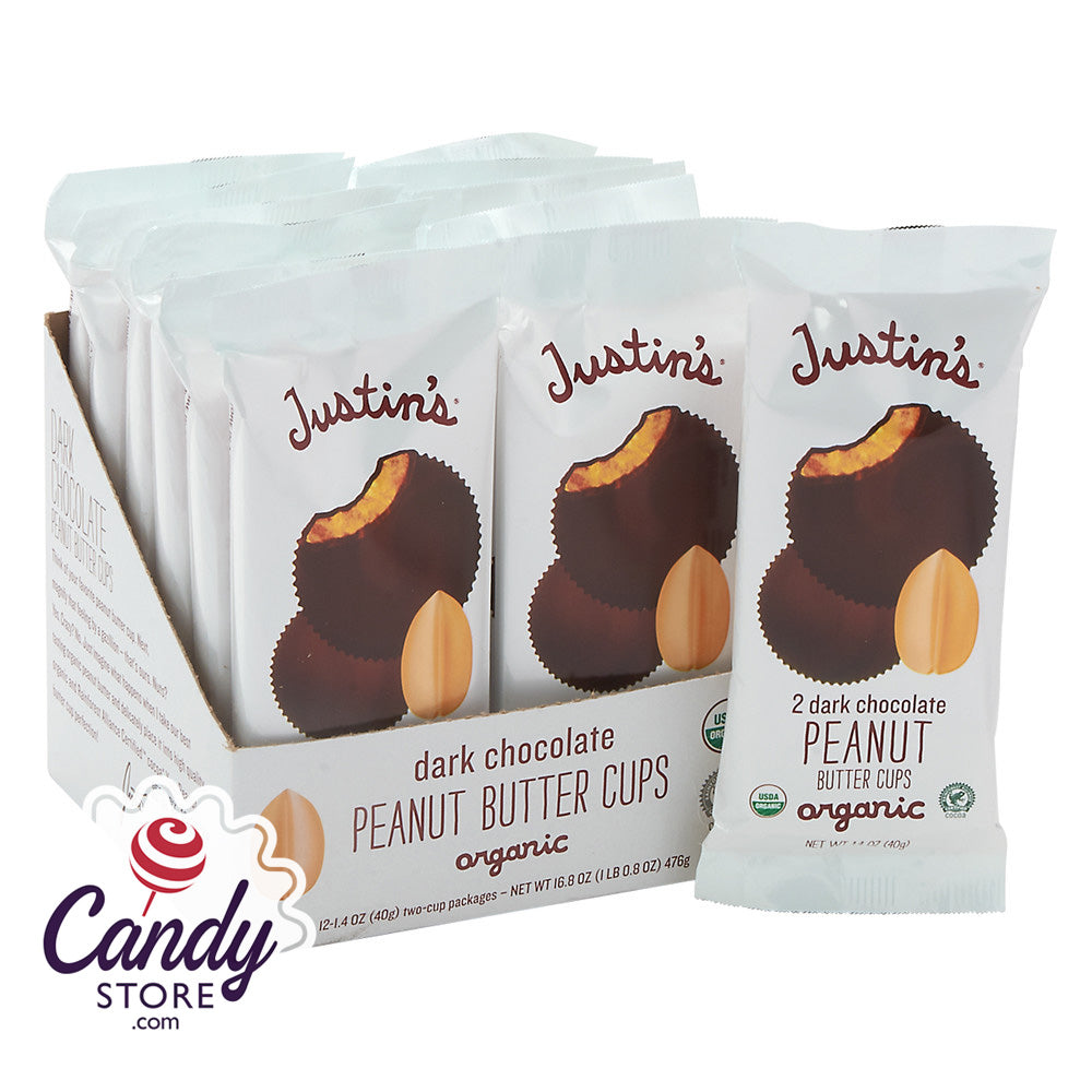 Justin's Organic Dark Chocolate Peanut Butter Cups, 12 Pack (2 Cups Each)
