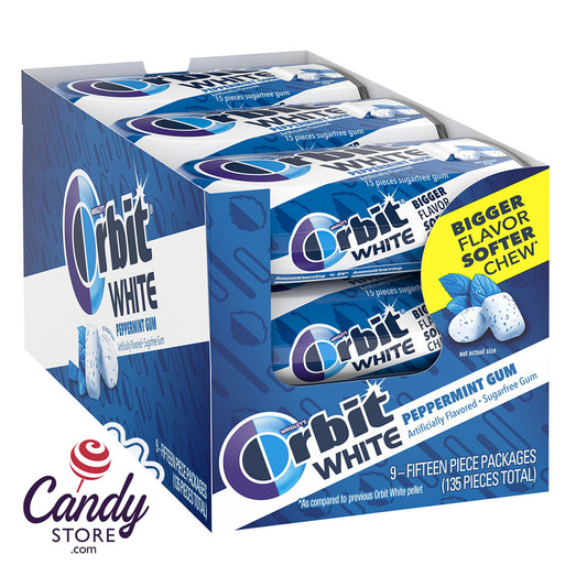 Orbit White Peppermint Gum 15-Piece Packs - 9ct