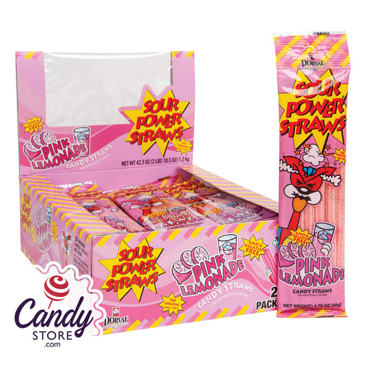 Sour Power Straws Pink Lemonade - 24ct