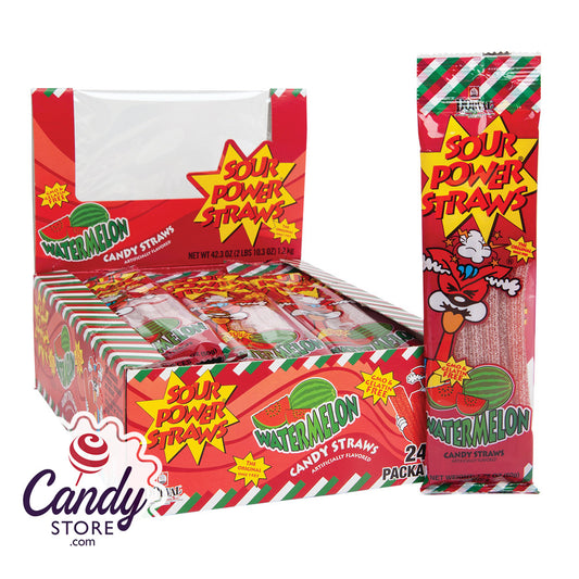 Sour Power Straws Watermelon - 24ct