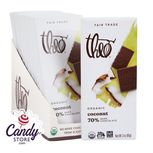 Theo Dark Chocolate Coconut Bars - 12ct