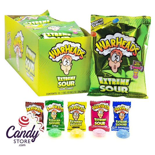 Warhead Extreme Sour Hard Candy 1oz Bags - 12ct CandyStore.com