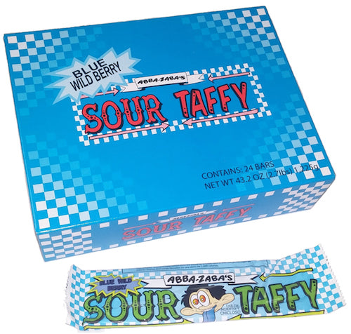 Abba Zaba Blue Wild Berry Sour Taffy - 24ct CandyStore.com