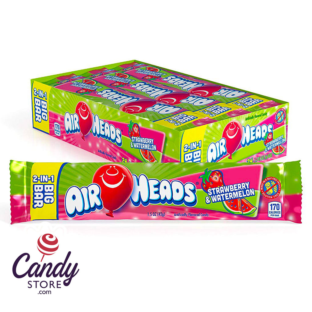 Airheads Big Bar 2 in 1 Strawberry and Watermelon - 24ct CandyStore.com