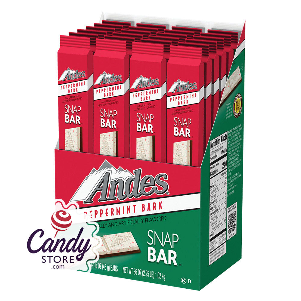 Andes Peppermint Bark Snap Bar 1.5oz 48ct - CandyStore.com