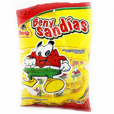 Beny Paleta Sandia Watermelon Candy - 24ct Peg Bags