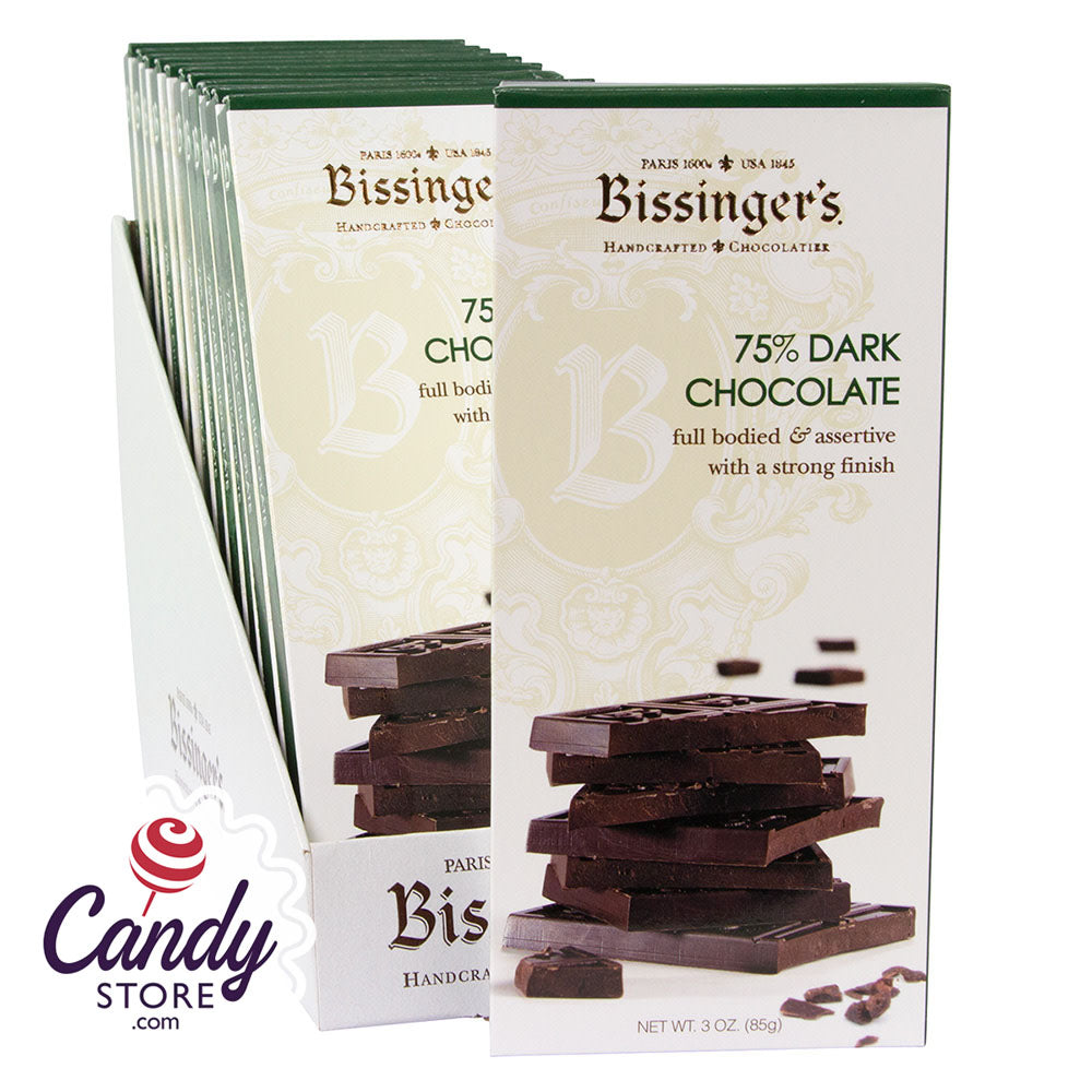 Bissinger's 75% Dark Chocolate 3oz Bar - 12ct CandyStore.com