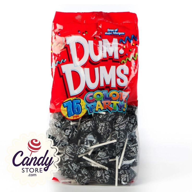 Black Dum Dums Lollipops Black Cherry - 75ct | CandyStore