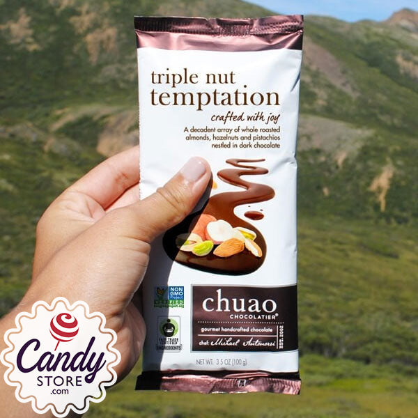 Chuao Triple Nut Temptation Dark Chocolate Bars - 10ct CandyStore.com