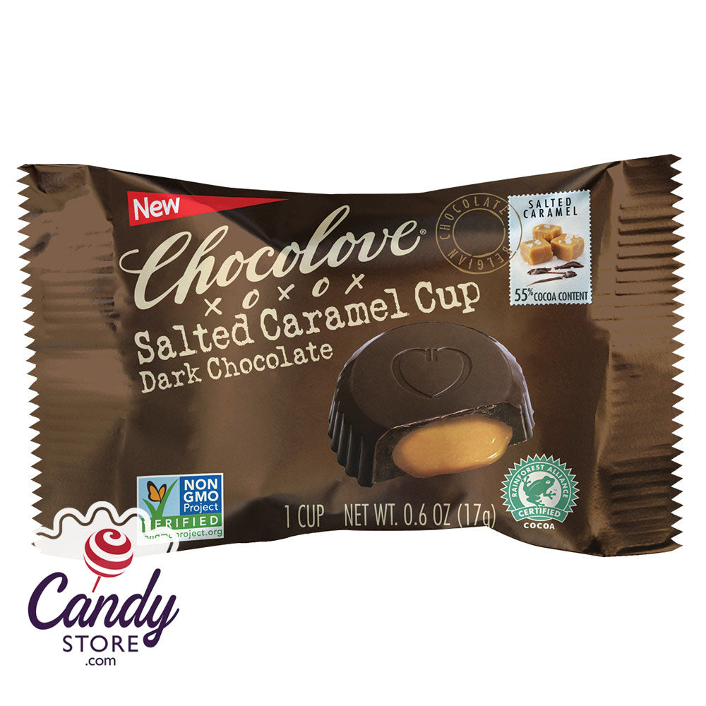 Dark Chocolate Chocolove Salted Caramel Cups 0.6oz - 50ct CandyStore.com