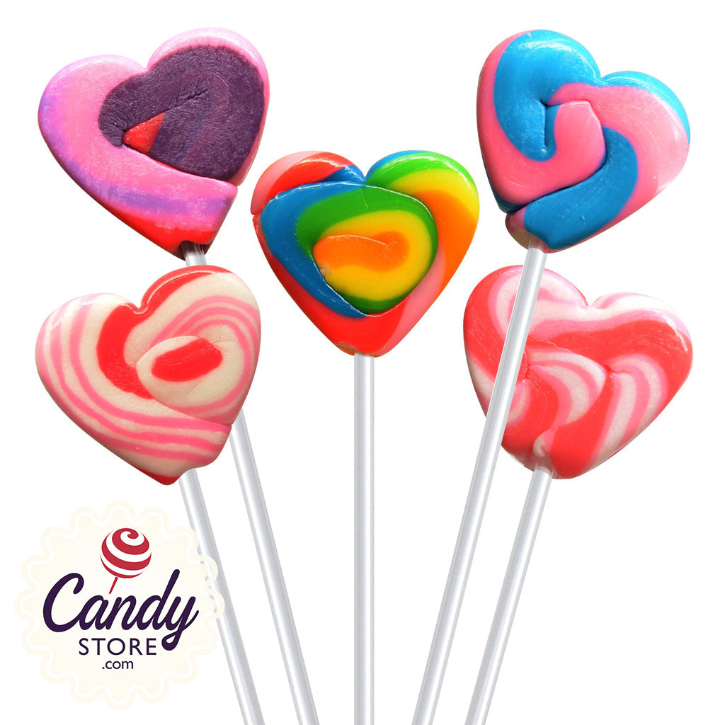 Fancy Pops Rainbow Hearts Lollipops - 100ct | CandyStore.com