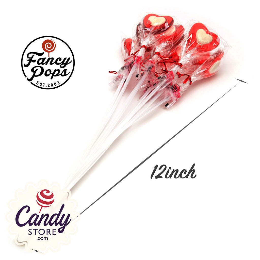 Fancy Pops Red Hearts Lollipops - 100ct CandyStore.com