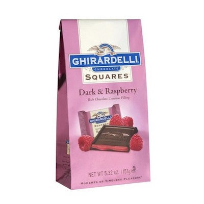 Ghirardelli Dark Chocolate Raspberry Filled Squares Bags - 6ct CandyStore.com