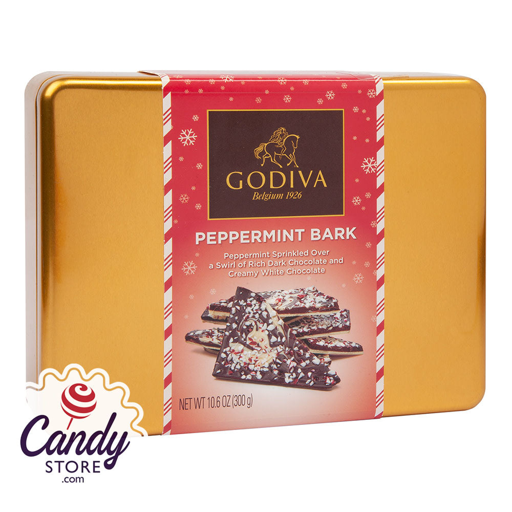 Godiva Holiday Peppermint Bark Tin 5.3oz 12ct - CandyStore.com