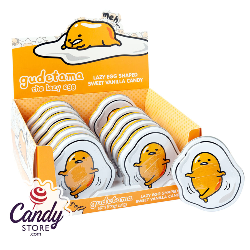 Gudetama The Lazy Egg Vanilla Candy 1.5oz Tin 12ct - CandyStore.com