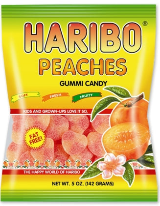 Haribo Peaches Gummi Candy 5oz Bag - 12ct CandyStore.com