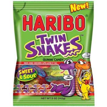 Haribo Twin Snakes Gummi Candy 5oz Bag - 12ct CandyStore.com