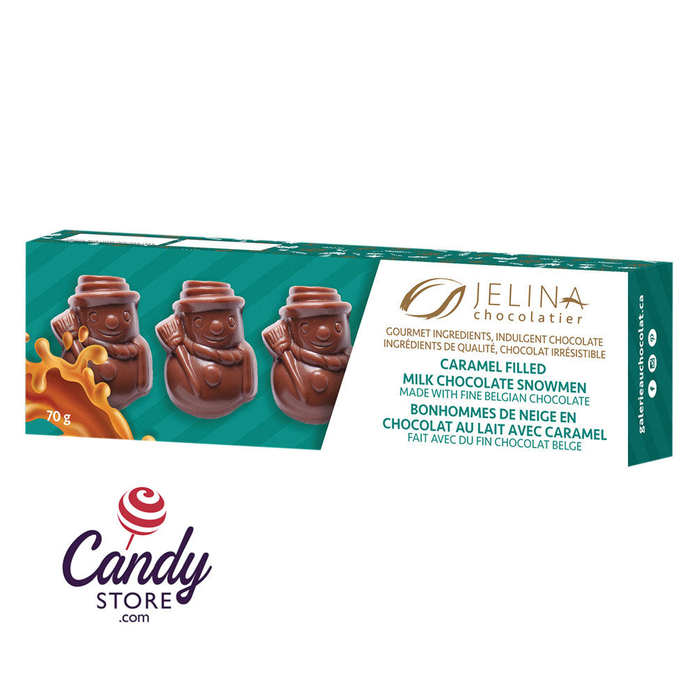 Jelina 5 Piece Carmel Filled Milk Chocolate Snowmen 2.46oz Boxes - 16ct CandyStore.com